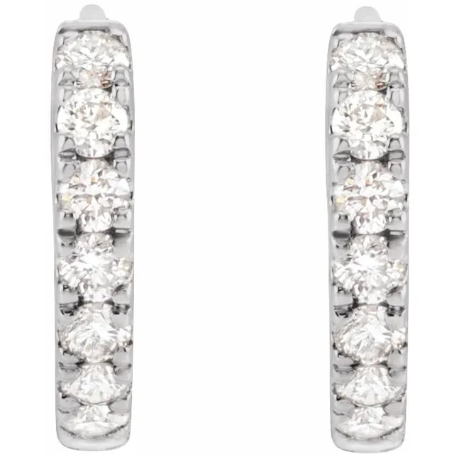 14K White 1/5 CTW Lab-Grown Diamond 10 mm Hoop Earrings