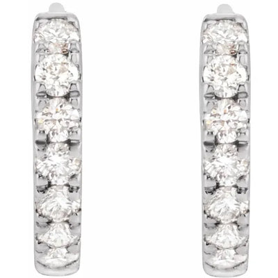 14K White 1/5 CTW Lab-Grown Diamond 10 mm Hoop Earrings