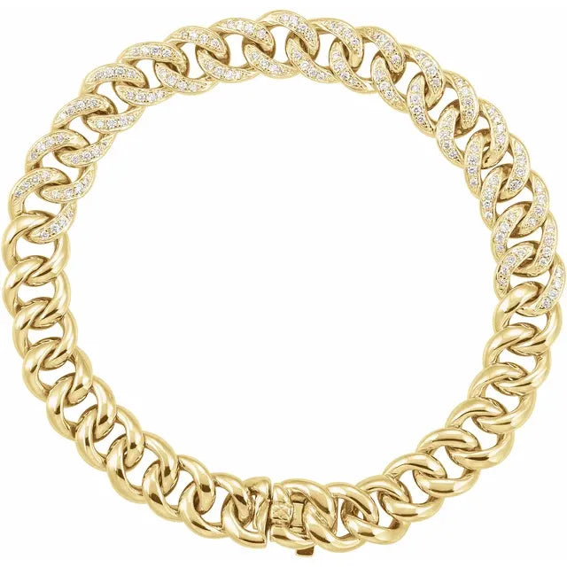 14K Yellow 3/4 CTW Natural Diamond Curb 7" Bracelet