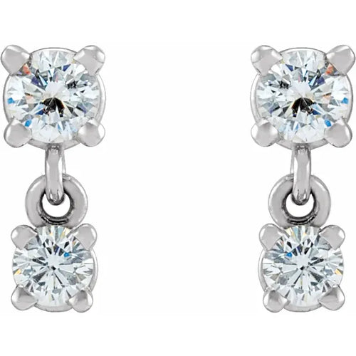14K White 1/3 CTW Natural Diamond Two-Stone Earrings