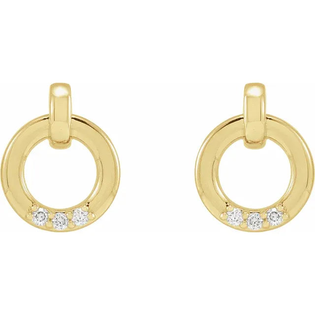 14K Yellow .08 CTW Natural Diamond Circle Earrings