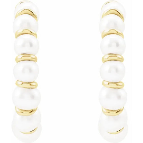 14K Yellow Cultured White Freshwater Pearl 14.9 mm Hoop Earrings