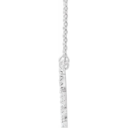 14K White .08 CTW Natural Diamond Heart Key 16 1/2" Necklace
