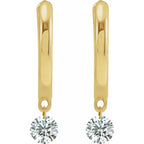 14K Yellow 1/3 CTW Drilled Natural Diamond Hinged Hoop Earrings