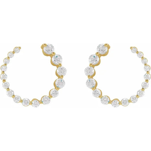 14K Yellow 7/8 CTW Lab-Grown Diamond Front-Back Earrings