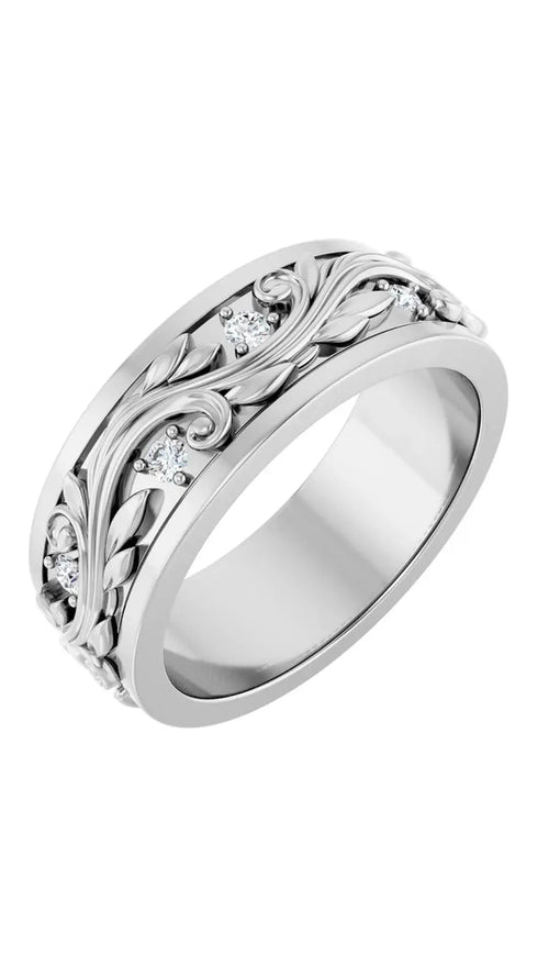 Platinum 1/6 CTW Natural Diamond Band Size 7