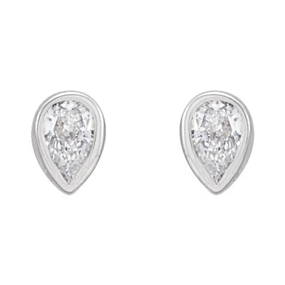14K White 1/10 CTW Natural Diamond Micro Bezel-Set Earrings