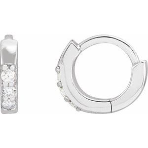 Sterling Silver .05 CTW Natural Diamond Hinged 8 mm Hoop Earrings