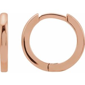 14K Rose Hinged 15 mm Hoop Earrings