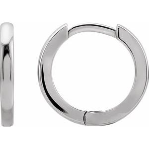 14K White Hinged 15 mm Hoop Earring