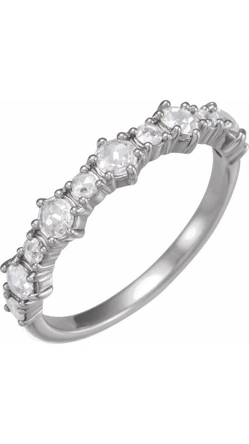Platinum 3 mm Round 1/2 CTW Natural Rose-Cut Diamond Anniversary Band