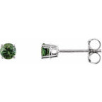 14K White 3 mm Natural Green Sapphire Stud Earrings