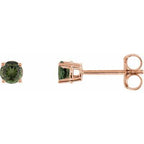 14K Rose 3 mm Natural Green Tourmaline Stud Earrings