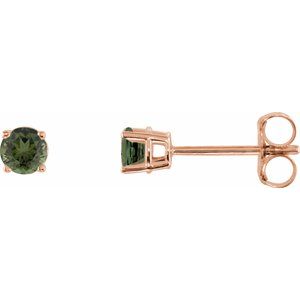 14K Rose 3 mm Natural Green Tourmaline Stud Earrings