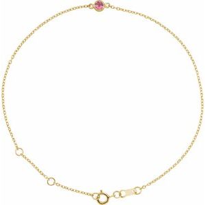 14K Yellow Natural Pink Tourmaline 6 1/2-7 1/2" Bracelet