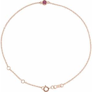 14K Rose Natural Pink Tourmaline 6 1/2-7 1/2" Bracelet