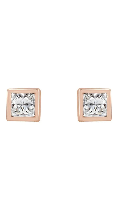 14K Rose 1/6 CTW Natural Diamond Bezel-Set Earrings