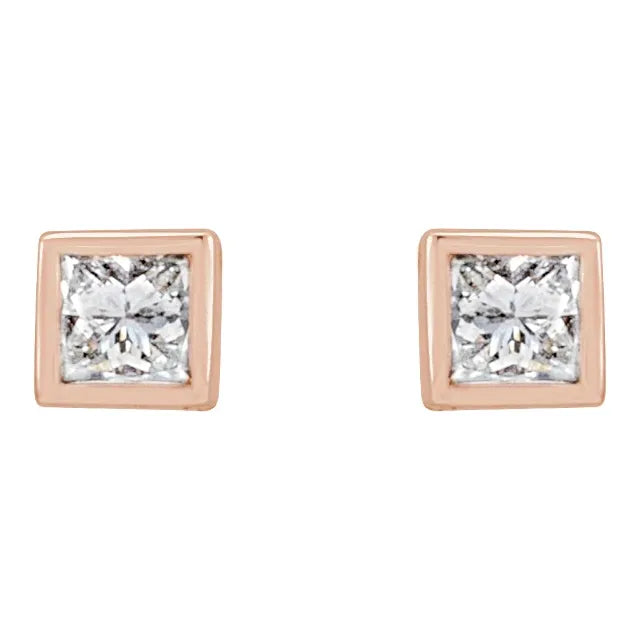 14K Rose 1/6 CTW Natural Diamond Bezel-Set Earrings