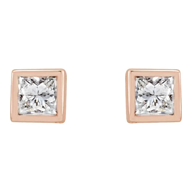 14K Rose 1/6 CTW Natural Diamond Bezel-Set Earrings