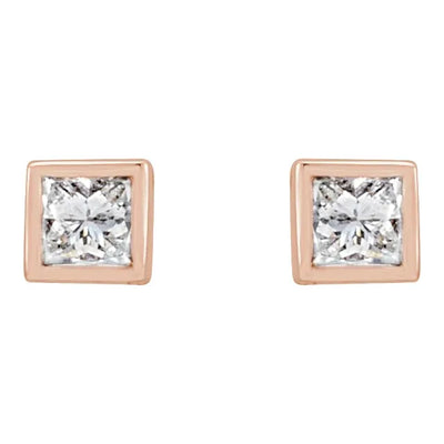 14K Rose 1/6 CTW Natural Diamond Bezel-Set Earrings