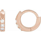 14K Rose .05 CTW Natural Diamond Hinged 8 mm Hoop Earrings
