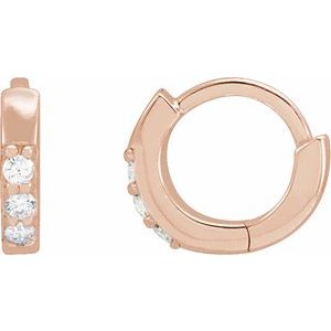 14K Rose .05 CTW Natural Diamond Hinged 8 mm Hoop Earrings