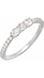 Platinum 1/3 CTW Natural Rose-Cut Diamond Three-Stone Anniversary Band