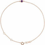 14K Rose Natural Amethyst Bezel-Set Solitaire 6 1/2-7 1/2" Bracelet