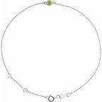 14K White Natural Peridot Bezel-Set Solitaire 6 1/2-7 1/2" Bracelet