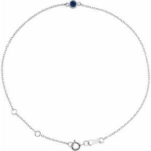 Platinum Natural Blue Sapphire Bezel-Set Solitaire 6 1/2-7 1/2" Bracelet
