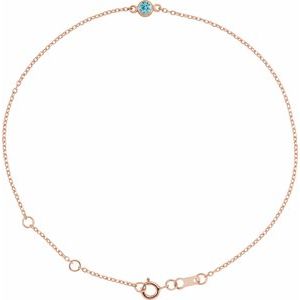 14K Rose Natural Blue Zircon 6 1/2-7 1/2" Bracelet