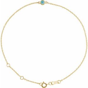14K Yellow Natural Blue Zircon 6 1/2-7 1/2" Bracelet
