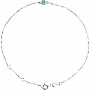 Platinum Natural Blue Zircon Bezel-Set Solitaire 6 1/2-7 1/2" Bracelet