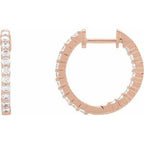 14K Rose 3/4 CTW Natural Diamond Inside-Outside Hinged 17.2 mm Hoop Earrings