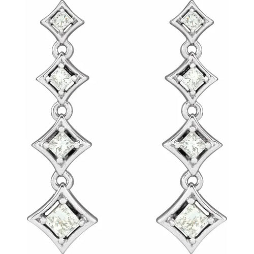 14K White Gold 3/4 CTW Natural Diamond Journey Earrings