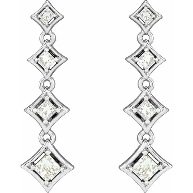 14K White Gold 3/4 CTW Natural Diamond Journey Earrings