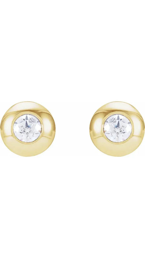 14K Yellow .06 CTW Natural Diamond Domed Bezel-Set Earrings