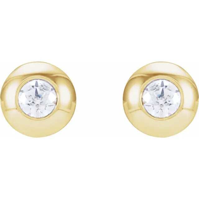 14K Yellow .06 CTW Natural Diamond Domed Bezel-Set Earrings