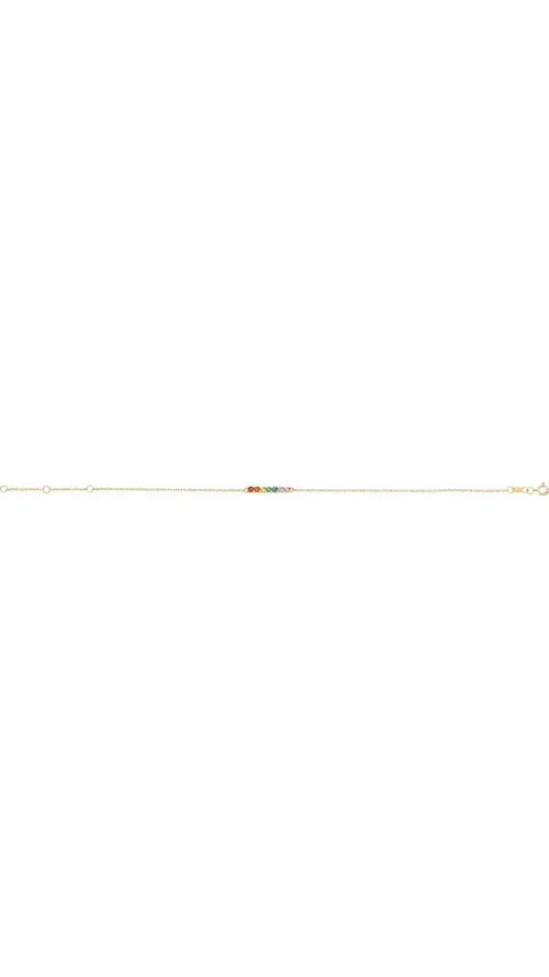 14K Yellow Natural Multi-Gemstone Bar Bracelet