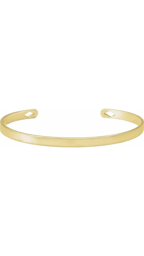 14K Yellow Engravable Diamond Pierced Cuff Bracelet