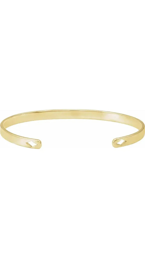 14K Yellow Engravable Diamond Pierced Cuff Bracelet