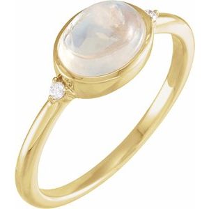 14K Yellow Natural Rainbow Moonstone & .03 CTW Natural Diamond Ring