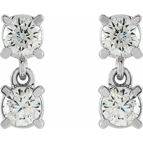 14K White 1/2 CTW Lab-Grown Diamond Two-Stone Earrings
