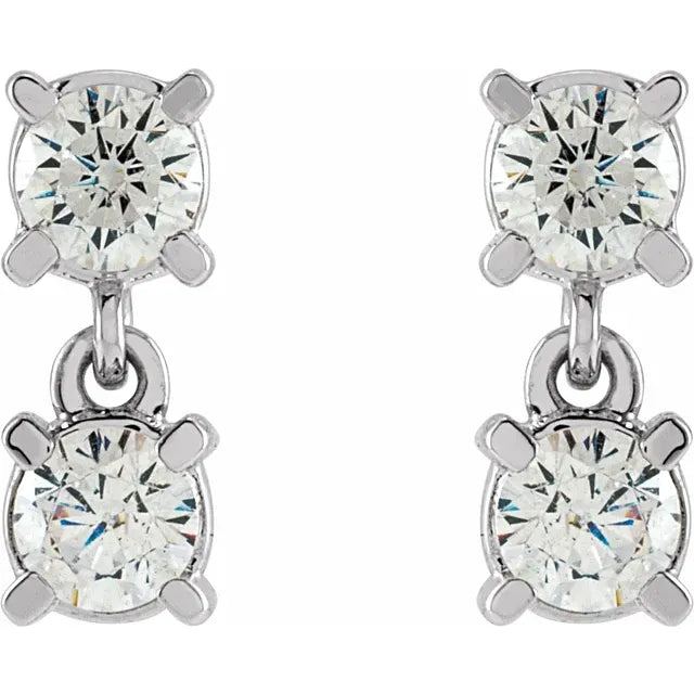 14K White 1/2 CTW Lab-Grown Diamond Two-Stone Earrings