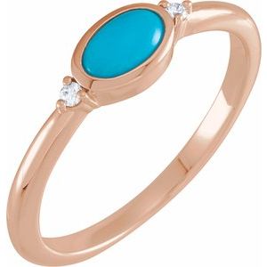 14K Rose Natural Turquoise & .03 CTW Natural Diamond Ring