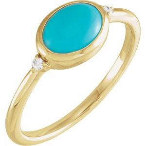 14K Yellow Natural Turquoise & .03 CTW Natural Diamond Ring