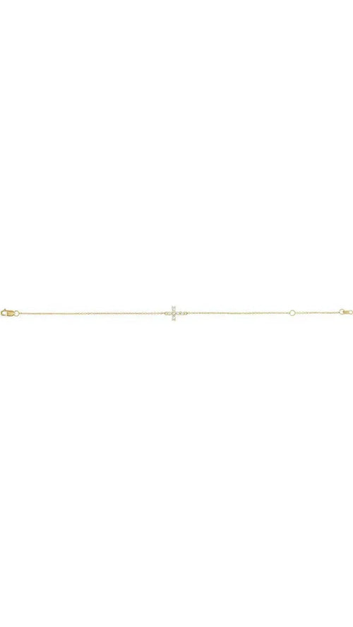 14K Yellow 1/8 CTW Rose-Cut Natural Diamond Sideways Cross