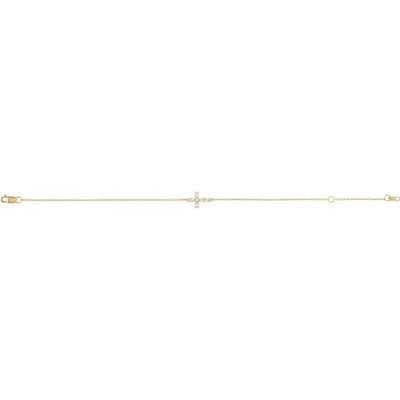 14K Yellow 1/8 CTW Rose-Cut Natural Diamond Sideways Cross