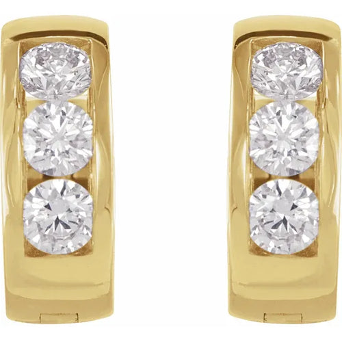 14K Yellow 1/3 CTW Natural Diamond 10 mm Hinged Hoop Earrings