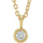 14K Yellow 1/10 CT Natural Diamond Bezel-Set Solitaire 16-18" Necklace